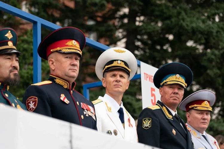 Музыканты военного оркестра Росгвардии приняли участие в военном параде в честь 80-летия Победы над милитаристской Японией 